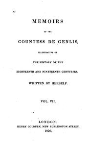 Cover of Memoirs of the Countess de Genlis by Stéphanie Félicité, comtesse de Genlis