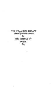 Front cover of The defence of poesie by Sir Philip Sidney
