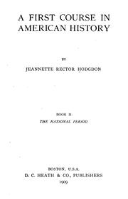 Front cover of A first course in American history by Jeannette Rector Hodgdon