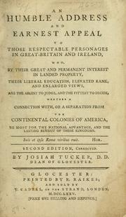 Front cover of An humble address and earnest appeal to those respectable personages in Great-Britain and Ireland by Josiah Tucker