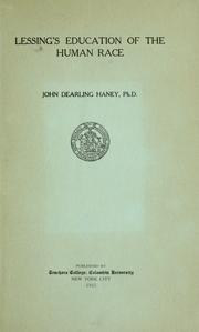 Front cover of Lessing's Education of the human race by John Dearling Haney