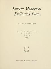 Front cover of Lincoln monument dedication poem by James Judson Lord