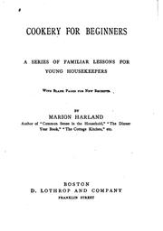 Front cover of Cookery for beginners by Marion Harland