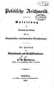 Front cover of Politische Arithmetik by L. C. Bleibtreu