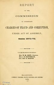 Front cover of Report of the Commission to investigate charges of fraud and corruption by North Carolina. Fraud commission.
