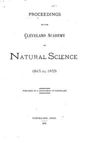 Front cover of Proceedings of the Cleveland Academy of Natural Science, 1845 to 1859 by Cleveland Academy of Natural Science, Cleveland, O.