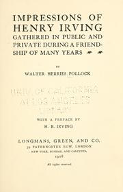 Front cover of Impressions of Henry Irving by Walter Herries Pollock