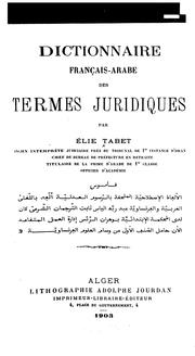 Front cover of Dictionnaire français-arabe des termes juridiques by Elie Tabet
