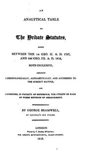 Front cover of An analytical table of the private statutes by George Bramwell