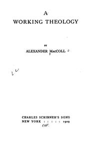Cover of A working theology by MacColl, Alexander