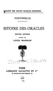 Cover of Histoire des oracles by Bernard Le Bovier de Fontenelle