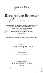 Cover of Masonic biography and dictionary by Augustus Row