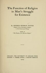 Cover of The function of religion in man's struggle for existence by George Burman Foster