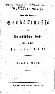Front cover of Vertraute Briefe über die innern Verhältnisse am preusischen Hofe seit dem Tode Friedrichs II by Georg Friedrich Wilibald Ferdinand von Cölln