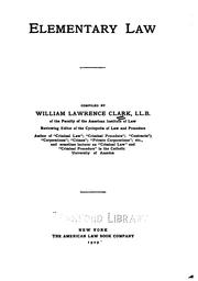 Cover of Elementary law by William Lawrence Clark