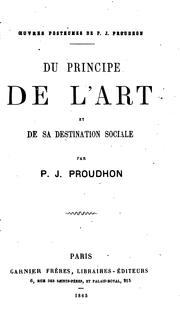 Front cover of Du principe de l'art et de sa destination sociale by P.-J. Proudhon