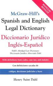 Front cover of McGraw-Hill's Spanish and English legal dictionary by Henry S. Dahl