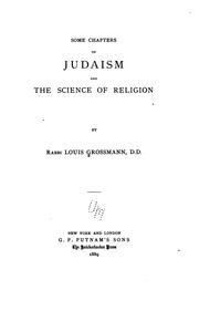 Cover of Some chapters on Judaism and the science of religion by Louis Grossmann