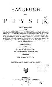 Cover of Handbuch der Physik by Adolph August Winkelmann