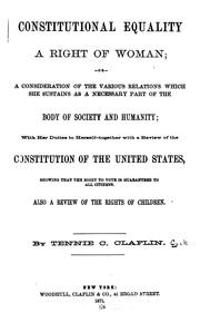 Front cover of Constitutional equality a right of woman by Lady Tennessee Claflin Cook