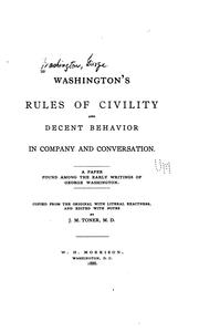 Front cover of Washington's rules of civility and decent behavior in company and conversation by George Washington