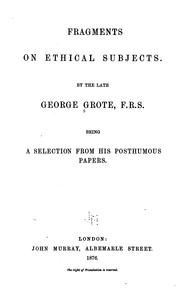 Front cover of Fragments on ethical subjects by George Grote