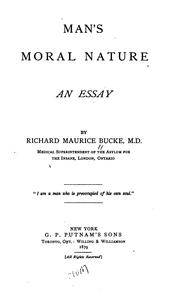 Front cover of Man's moral nature by Richard Maurice Bucke