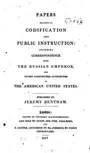 Front cover of Papers relative to codification and public instruction by Jeremy Bentham