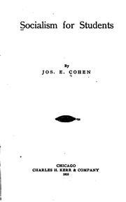 Cover of Socialism for students by Joseph E. Cohen