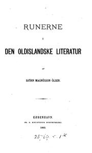 Front cover of Runerne i den oldislandske literatur by Björn Magnússon Ólsen