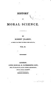 Front cover of The history of moral science by Robert Blakey