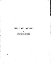 Cover of Opere matematiche di Francesco Brioschi by Brioschi, Francesco