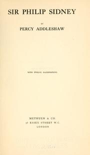Front cover of Sir Philip Sidney by Percy Addleshaw