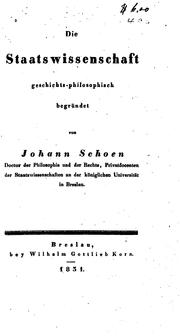Cover of Die Staatswissenschaft by Johann Schoen
