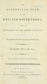Front cover of An historical view of the English government by Millar, John