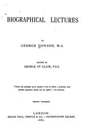 Cover of Biographical lectures by Dawson, George