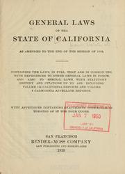 Front cover of General laws of the state of California, as amended to the end of the session of 1909 by California.