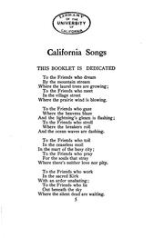 Front cover of California songs by Wade, R. A. S.