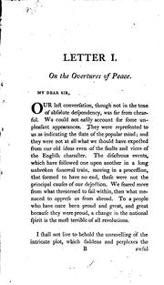 Front cover of Two letters addressed to a member of the present Parliament, on the proposals for peace with the regicide Directory of France by Edmund Burke