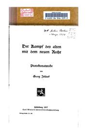 Cover of Der Kampf des alten mit dem neuen Recht .. by Georg Jellinek