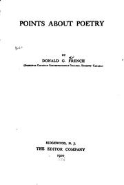 Front cover of Points about poetry by Donald Graham French