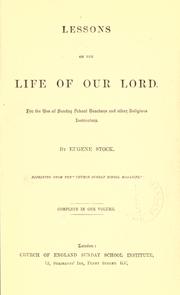 Front cover of Lessons on the life of our Lord by Eugene Stock