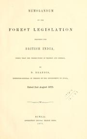 Cover of Memorandum on the forest legislation proposed for British India, other than the Presidencies of Madras and Bombay by India. Forest Department.