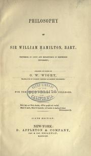 Front cover of Philosophy of Sir William Hamilton, Bart by Sir William Hamilton, 9th Baronet