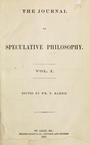 Front cover of The Journal of speculative philosophy by William Torrey Harris