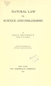 Front cover of Natural law in science and philosophy by Emile Boutroux