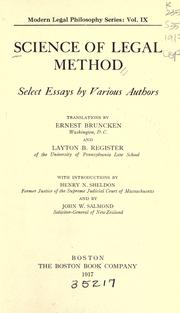 Cover of Science of legal method by Bruncken, Ernest