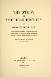 Front cover of The study of American history by James Bryce