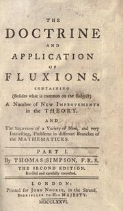 Front cover of The doctrine and application of fluxions by Thomas Simpson