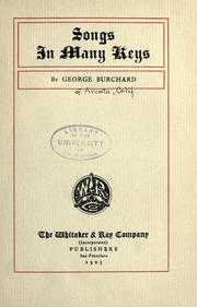 Cover of Songs in many keys by George Burchard